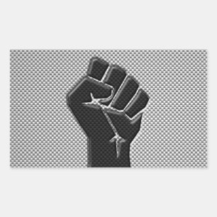 Solidarity Fist in Carbon Fibre Style Rectangular Sticker