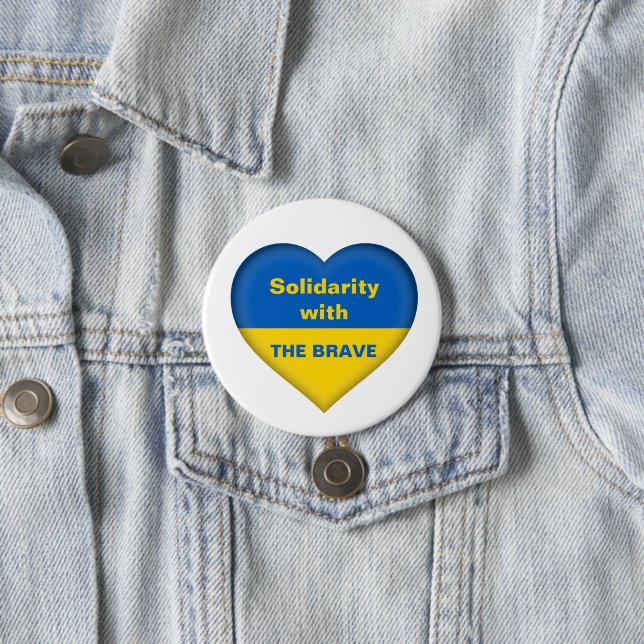 Solidarity Heart of Ukraine Ukrainian Flag 7.5 Cm Round Badge (In Situ)