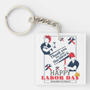 Solidarity Worker Unity Labor Day with USA flag  Key Ring