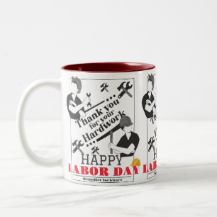 Solidarity Worker Unity Labor Day with USA flag Two-Tone Coffee Mug