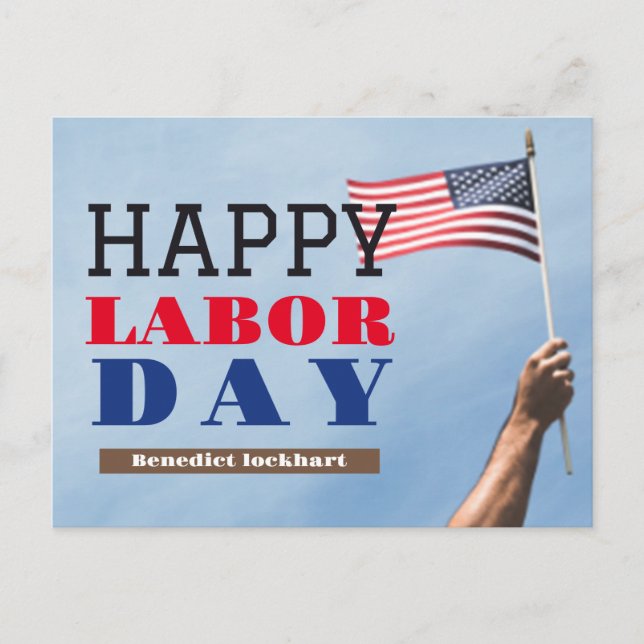 Solidarity Worker Unity Labour Day Red White & Blu Postcard (Front)