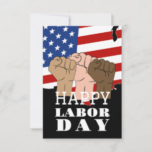 Solidarity Worker Unity Labour Day Red White & Blu Thank You Card