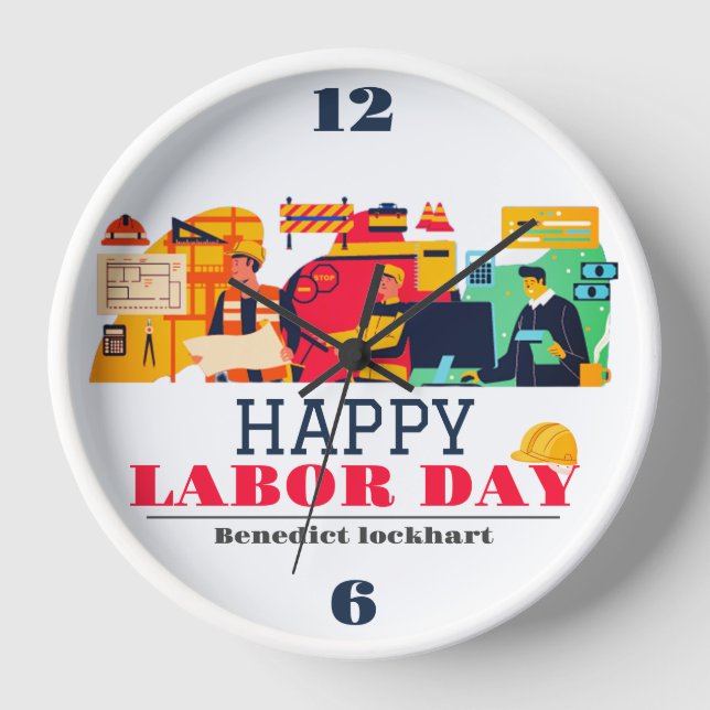 Solidarity Worker Unity Labour Day with USA flag  Clock (Front)