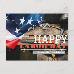 Solidarity Worker Unity Labour Day with USA flag Postcard