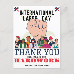 Solidarity Worker Unity Labour Day with USA flag Postcard