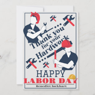 Solidarity Worker Unity Labour Day with USA flag Thank You Card
