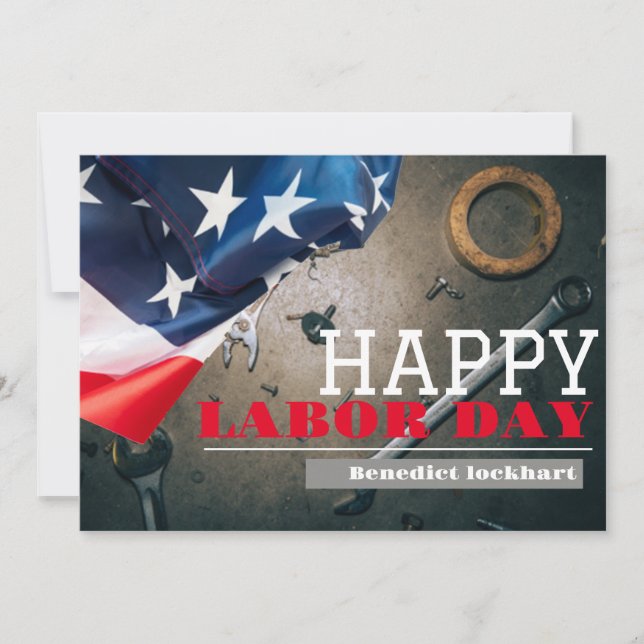 Solidarity Worker Unity Labour Day with USA flag Thank You Card (Front)