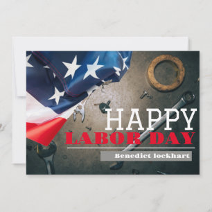 Solidarity Worker Unity Labour Day with USA flag Thank You Card