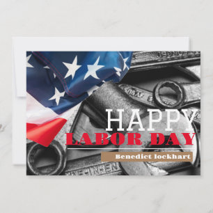 Solidarity Worker Unity Labour Day with USA flag Thank You Card