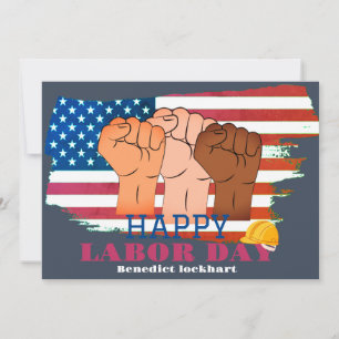 Solidarity Worker Unity Labour Day with USA flag   Thank You Card
