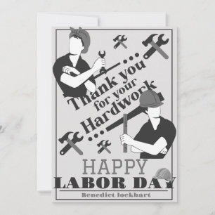 Solidarity Worker Unity Labour Day with USA flag  Thank You Card