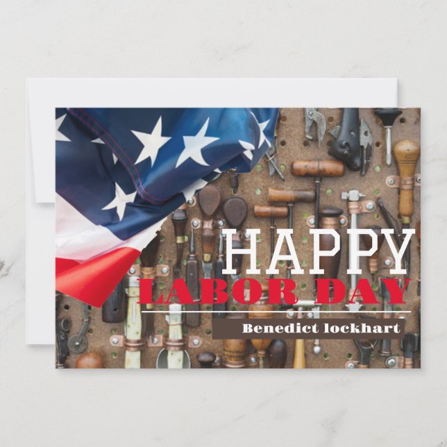 Solidarity Worker Unity Labour Day with USA flag Thank You Card (Front)