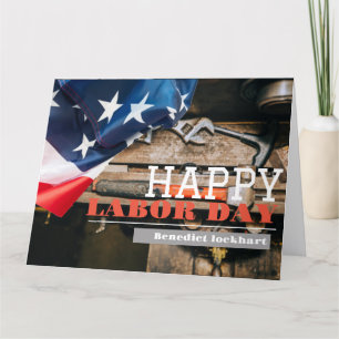 Solidarity Worker Unity Labour Day with USA flag Thank You Card