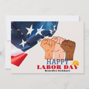 Solidarity Worker Unity Labour Day with USA flag Thank You Card