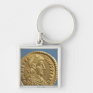 Solidus of Theodosius I the Great draped Key Ring