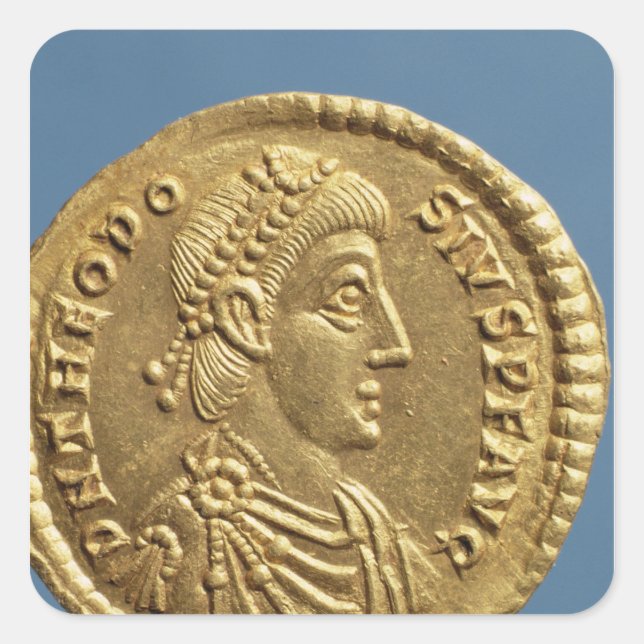 Solidus  of Theodosius I the Great  draped Square Sticker (Front)