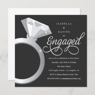 Solitaire Custom Colour Engagement Party Invite