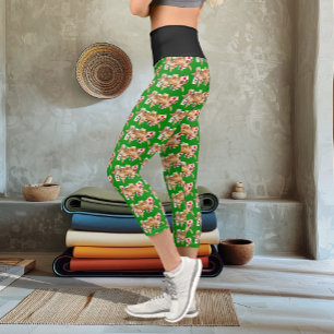 Solitaire Funny Orange Tabby Cat Playing Cards  Capri Leggings