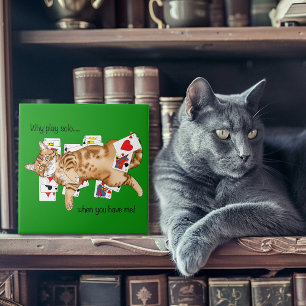 Solitaire Funny Orange Tabby Cat Playing Cards Ceramic Tile