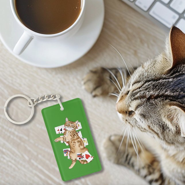 Solitaire Funny Orange Tabby Cat Playing Cards  Key Ring (Creator Uploaded)