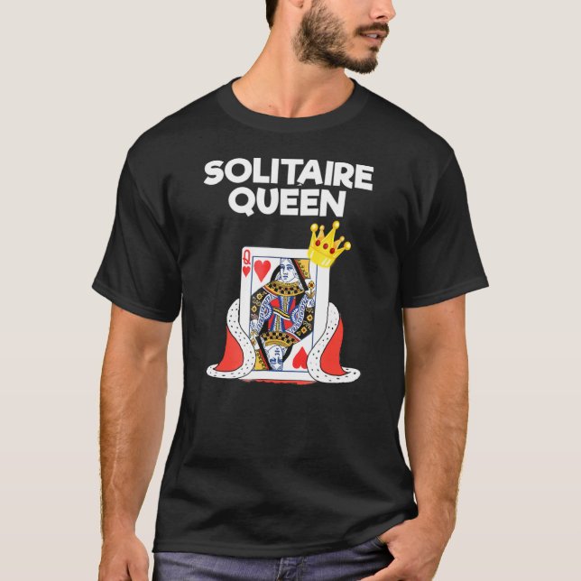 Solitaire  - Queen - Card Game T-Shirt (Front)