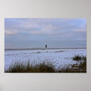 Solitary Biker on the Beach, Fort Myers Beach, Flo Poster