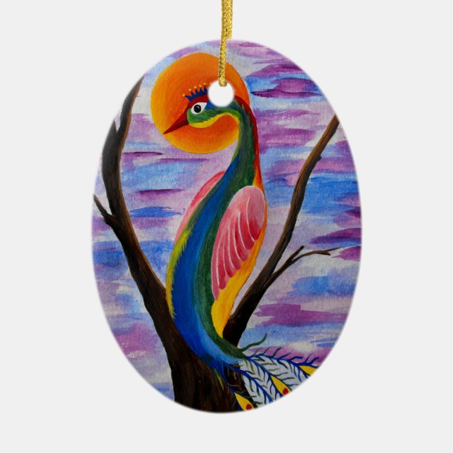 Solitary bird ceramic ornament (Front)