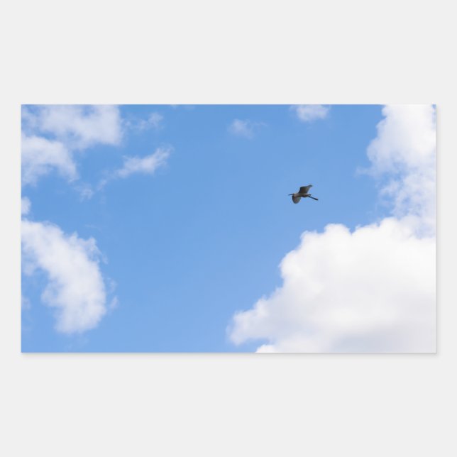 Solitary Bird Soaring Through Bright Blue Sky with Rectangular Sticker (Front)