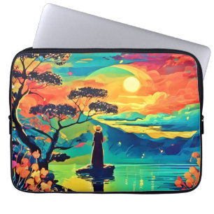 Solitary Figure at Sunset Laptop Sleeve