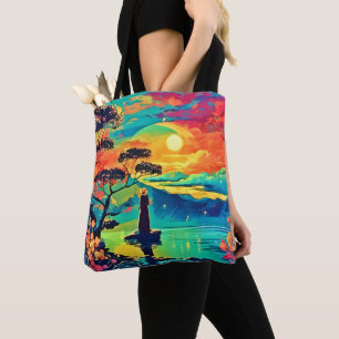 Solitary Figure at Sunset Tote Bag