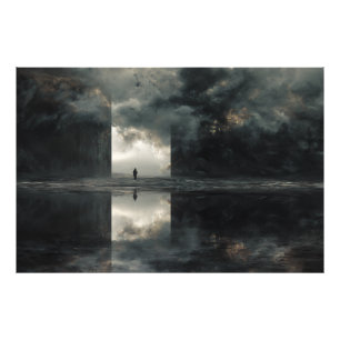 Solitary Figure Storm Cloud Mirror Abyss Photo Print