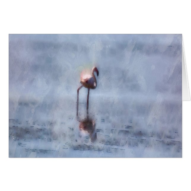 Solitary Flamingo Watercolor (Front Horizontal)