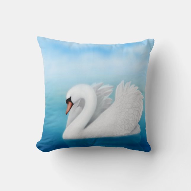 Solitary Mute Swan Pillow (Front)