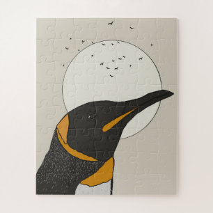 Solitary Penguin Under the Moon Jigsaw Puzzle
