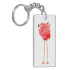 Solitary Pink Flamingo Bird Keychain