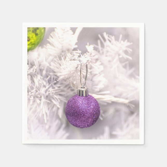 Solitary Purple Christmas Ball Napkin (Front)