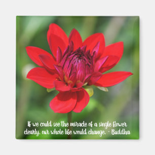 Solitary Red Dahlia Flower Wisley Motivational Magnet