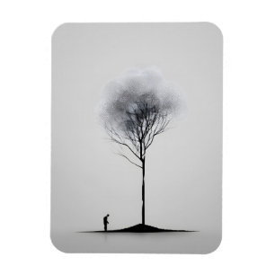 Solitary Reflection Minimalist Black and White Magnet