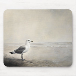 Solitary Seagull by the Shore Mouse Pad