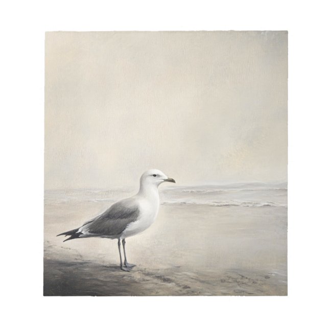 Solitary Seagull by the Shore Notepad (Front)
