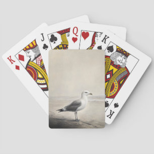 Solitary Seagull by the Shore Playing Cards