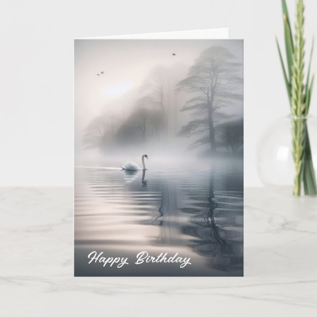 Solitary Swan For Birthday Card (Front)