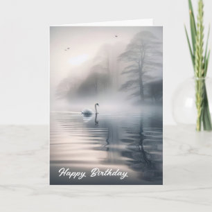 Solitary Swan For Birthday Card