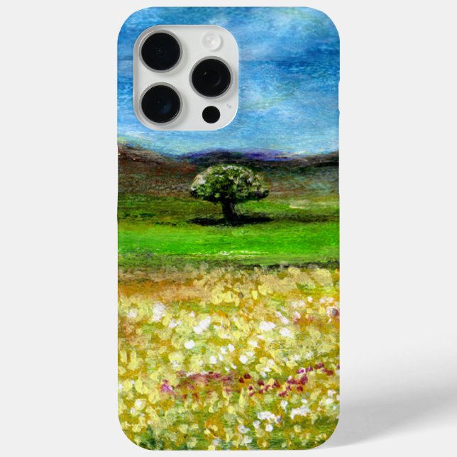 SOLITARY TREE IN THE YELLOW FLOWER FIELD,TUSCANY Case-Mate iPhone CASE (Back)