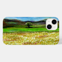 SOLITARY TREE IN THE YELLOW FLOWER FIELD,TUSCANY