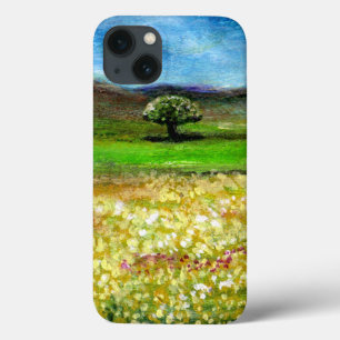 SOLITARY TREE IN THE YELLOW FLOWER FIELD,TUSCANY iPhone 13 CASE