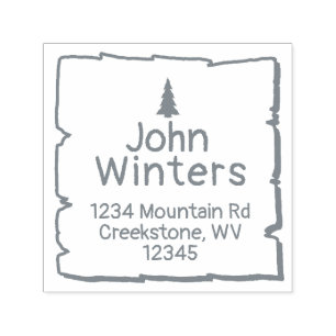Solitary Woodland Pine Tree Return Address Self-inking Stamp