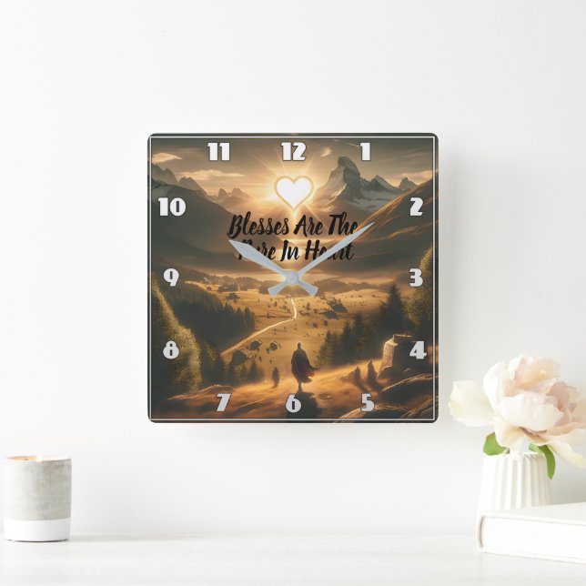 Solitude Amongst the Mountains Square Wall Clock (Home)