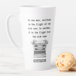 SOLITUDE black and white quote by Nietzsche Latte Mug
