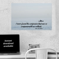 Solitude Thoreau Quote Ocean Kayaking Blue